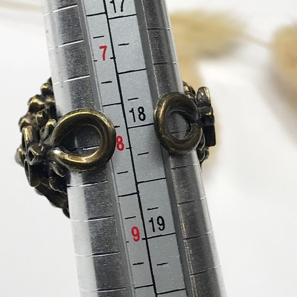 Ollipop USA Vintage Cocktail Chunky Large Ring Adjustable Red Black Stone Brass - Picture 3 of 15
